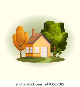 Classic modern family house building icon vector illustration element. Residential home property, suburban villahe house style with roof.