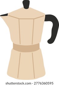 Classic Moka Pot Coffee Maker – Minimal Flat Illustration for Kitchen and Cafe Design
