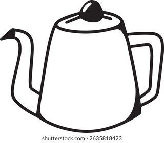 Classic Moka Pot Vector Illustration in Line Art Style