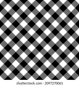 Classic monochrome gingham seamless pattern. Vector illustration. Black and white vichy texture for textile, tablecloth, wrapping, etc.