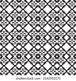 Classic Monochrome Pattern Ornament, Seamless Geometric Pattern for Design, Wallpaper, Fashion Print, Trendy Decor, Home Textile, Retro Decor. Vector.	
