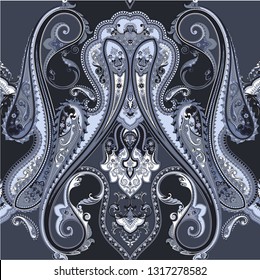 classic monochrome seamless paisley vector pattern. paisley design for fabrics or textile 