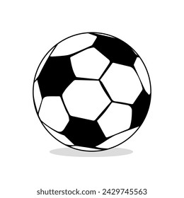 Classic Monochrome Soccer Ball on White Background. Silhouette of a Football Isolated on White. svg