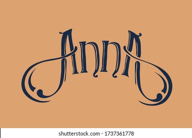 Classic monogram AnnA. Elegant lettering logo with ornaments