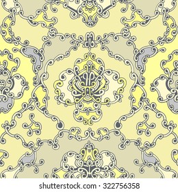 Classic Monogram hand-drawn pattern. Lovely shape, nice monogram. Warm  color harmony