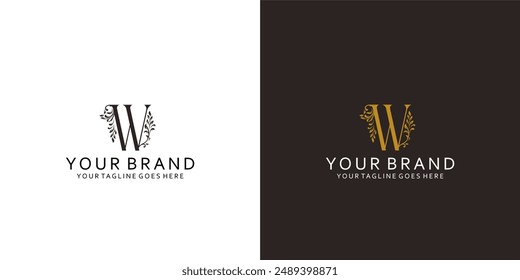 Un logotipo de monograma clásico que tiene Elementos gráficos vegetales que dan la impresión de limpieza, sencillez y elegancia