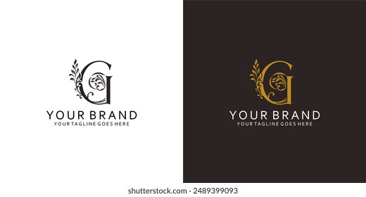Un logotipo de monograma clásico que tiene Elementos gráficos vegetales que dan la impresión de limpieza, sencillez y elegancia