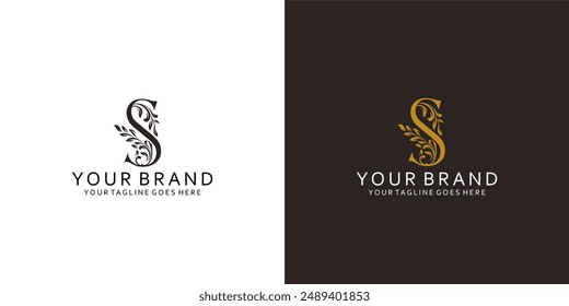 Un logotipo de monograma clásico que tiene Elementos gráficos vegetales que dan la impresión de limpieza, sencillez y elegancia