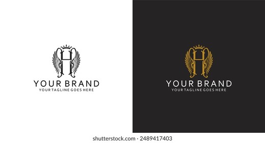 Un logotipo clásico de monograma que tiene Elementos gráficos de ala que dan la impresión de limpieza, sencillez y elegancia