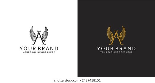 Un logotipo clásico de monograma que tiene Elementos gráficos de ala que dan la impresión de limpieza, sencillez y elegancia