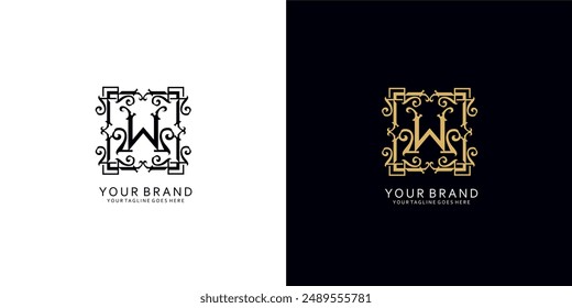 A classic monogram logo that has modern ornamental graphic elements that give the impression of cleanliness, simplicity, and elegance