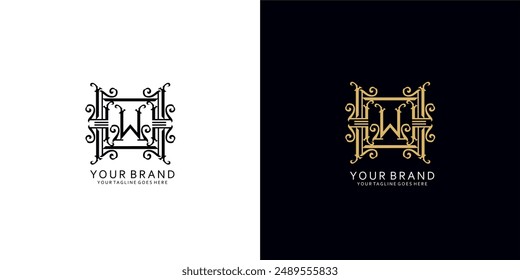 A classic monogram logo that has modern ornamental graphic elements that give the impression of cleanliness, simplicity, and elegance