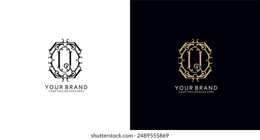 Un logotipo clásico de monograma que tiene Elementos gráficos ornamentales modernos que dan la impresión de limpieza, sencillez y elegancia
