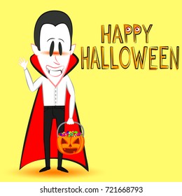 Classic monstar (vampire) in the cartoon style. Traditional elements of Halloween. Suit for Halloween.