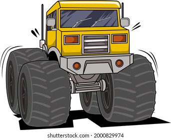 classic monster truck hand drawing vector