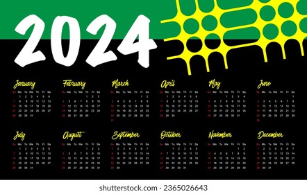 Classic monthly calendar for 2024. Calendar in the style of minimalist square shape. weeks starts on monday