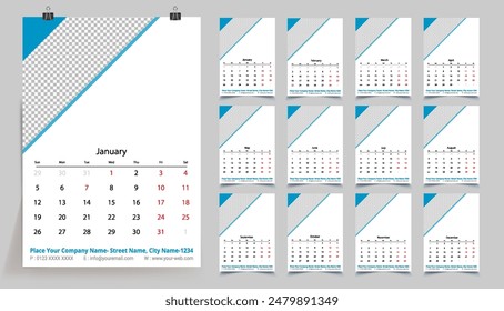 Classic monthly calendar for 2025. Calendar in the style of minimalist shape. The week starts on Sunday.