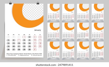 Classic monthly calendar for 2025. Calendar in the style of minimalist shape. The week starts on Sunday.