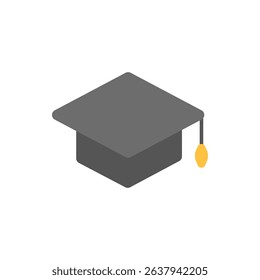 A classic mortarboard graduation cap with tassel, designed in bold flat style. Great for success milestones, academic platforms, or learning badges.