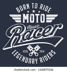 Classic Moto Racer - Vintage Tee Design For Print