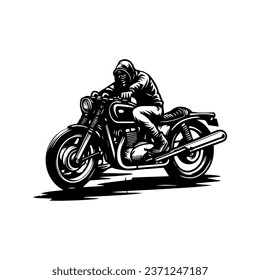 classic motorcycle in black and white vector illustration design