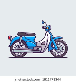 Classic Motorcycle Cartoon Vector Icon Illustration. Flat Cartoon Style