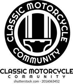 Classic Motorcycle Community logo vector illustration symbol icon silhoutte flat black retro art