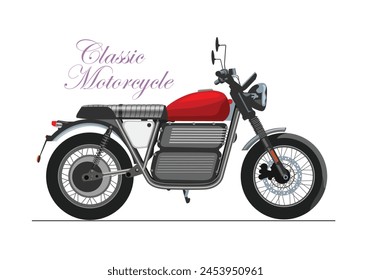 Classic motorcycle flat design isolated on white background.