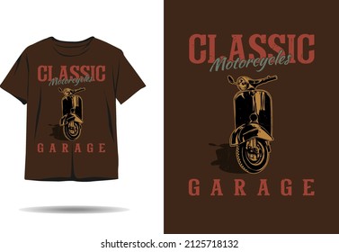 Classic motorcycle garage silhouette t shirt design