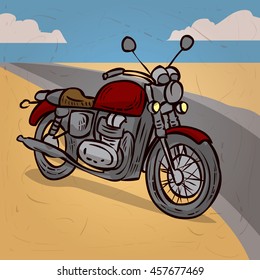 Classic motorcycle. Hand drawn vector illustration.