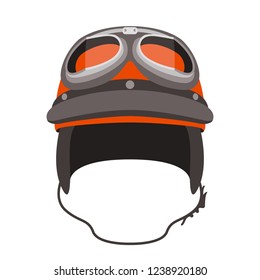 classic motorcycle helmet , vector illustration ,flat style ,front view
