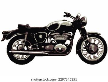 Classic motorcycle illustration image, white background 