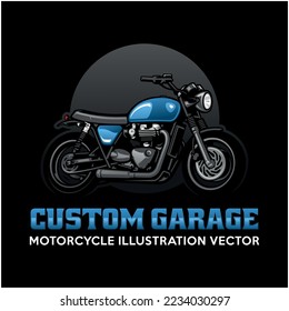 Classic motorcycle illustration logo vector