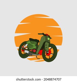 classic motorcycle illustration, transportation design vector 