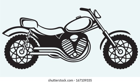 Classic motorcycle isolated on blue background