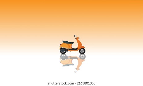  motocicleta clásica con fondo naranja