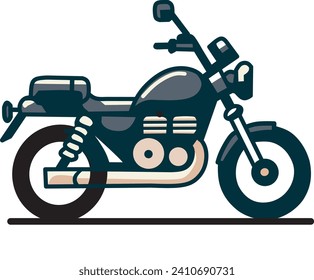 Motorcicleta clásica, vehículo retro, vista lateral, ilustración vectorial en estilo plano