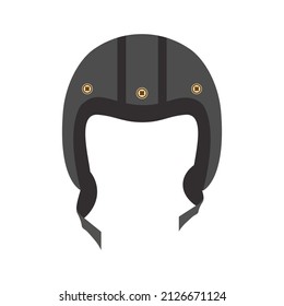 classic motorcycle rider helmet, vector illustration. flat style, front view.