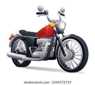 Classic motorcycle vector cartoon illustration isolated on white background