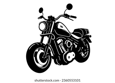 Classic motorcycle vector illustration. Motor bike for logo, biker club emblem, sticker, t shirt design print. Black and white silhouette.