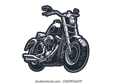 Classic motorcycle vector illustration. Motor bike for logo, biker club emblem, sticker, t shirt design print. Black and white silhouette.