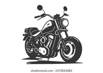 Classic motorcycle vector illustration. Motor bike for logo, biker club emblem, sticker, t shirt design print. Black and white silhouette.