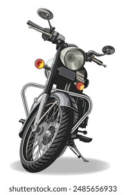 Ilustración vectorial clásica de la motocicleta. Antiguas moto aislada sobre fondo blanco para el diseño de fondo.