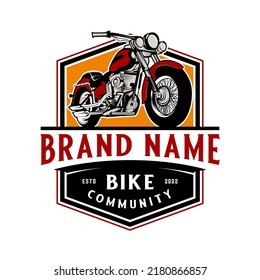 classic motorcycle vector logo. in emblematic style for a motorcycle club or repair shop.