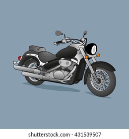 Classic motorcycle in vector. Vintage isolated side view of the motorcycle.
