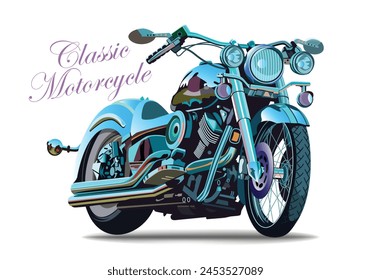 Classic motorcycle vintage retro style isolated on white background for background design.