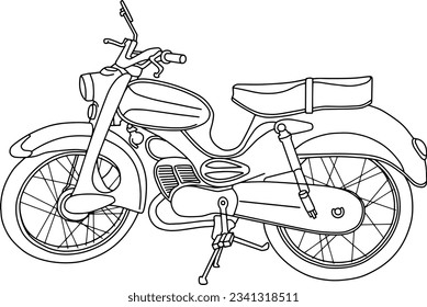 Ilustración vectorial de línea de motocicletas clásicas aislada en fondo blanco