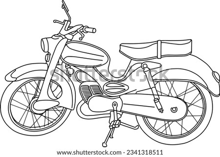 Classic Motorcycles line vector illustration isolated on white background