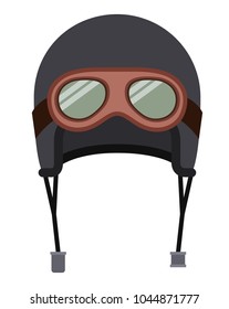 classic motorcyclist helmet with googles