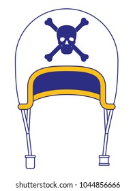 classic motorcyclist helmet with skull patch